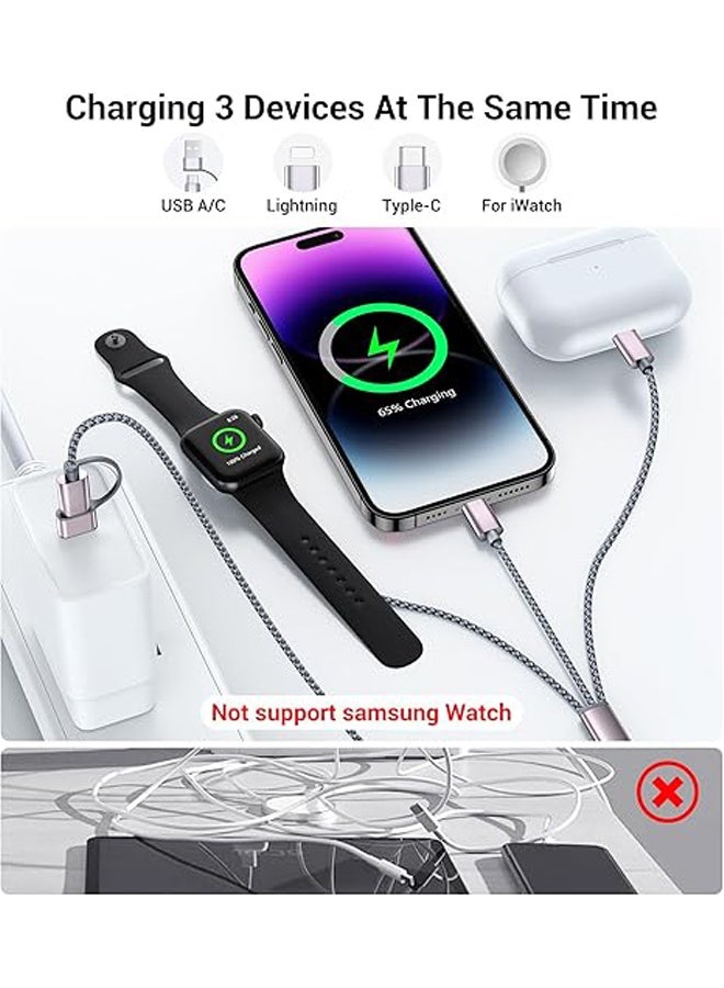 Photon 3 in 2 USB C Cable Multi Charging Cable USB C,  Apple Watch Charger/iPhone 16 Charger/ Lightning, Multi Charging Cable Cord for Camping Essentials iWatch Charger for Ultra/ SE/ 10-1&iPhone 16-12 Xbox Series X & S Batteries Chargers - Image 3
