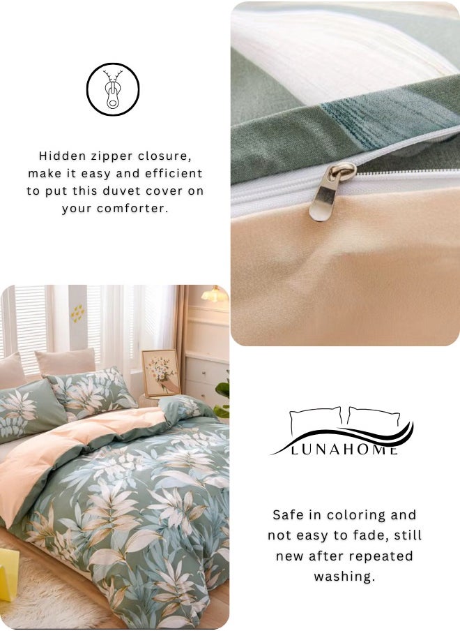 LUNA Home - King size 6 piece bedding set with green leaf pattern, very soft quality. - Image 1