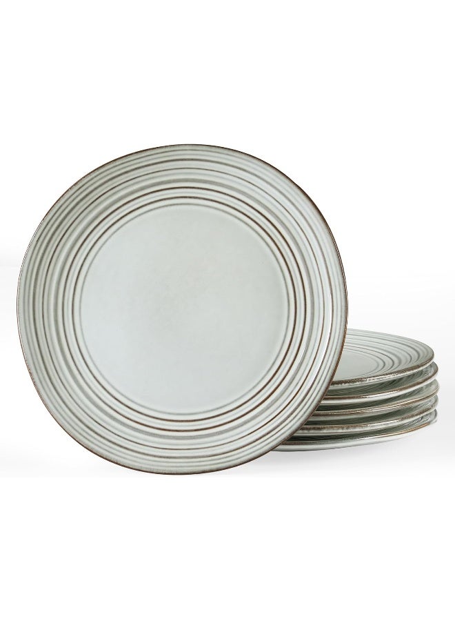 Famiware Twilight 6 Piece Reactive Glaze Handmade Dinner Plates in 26 cm, Scratch Resistant, Microwave & Dishwasher Safe, Ashy Blue - Image 1