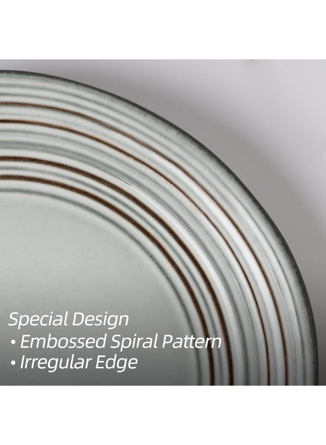 Famiware Twilight 6 Piece Reactive Glaze Handmade Dinner Plates in 26 cm, Scratch Resistant, Microwave & Dishwasher Safe, Ashy Blue - Image 4