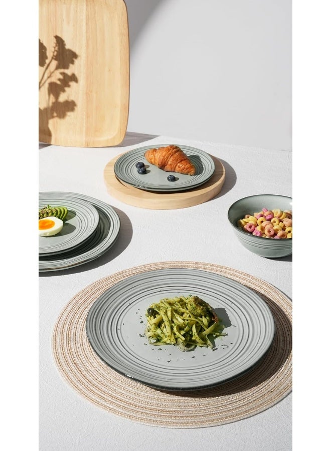 Famiware Twilight 6 Piece Reactive Glaze Handmade Dinner Plates in 26 cm, Scratch Resistant, Microwave & Dishwasher Safe, Ashy Blue - Image 3