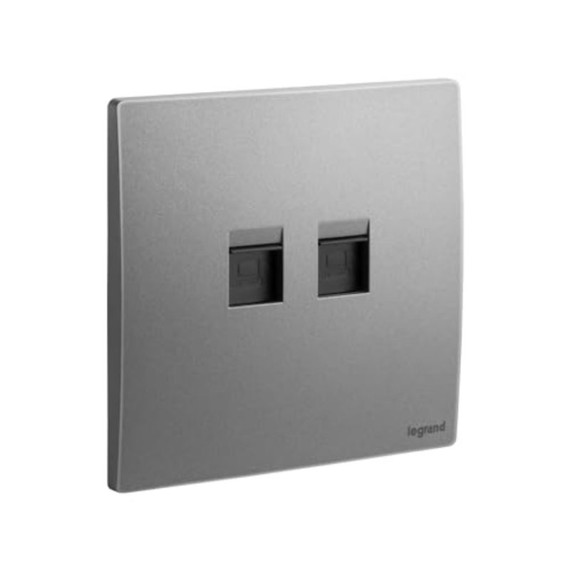 2G RJ45 UTP DATA SOCKET MALLIA SENSES DARK SILVERS 281165DS - Image 1