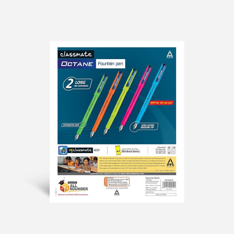 classmate Practical Notebook - 26.5 X 21.5 cm, Hard Cover, 116 Pages, Single Line - Pack of 6 - Image 2