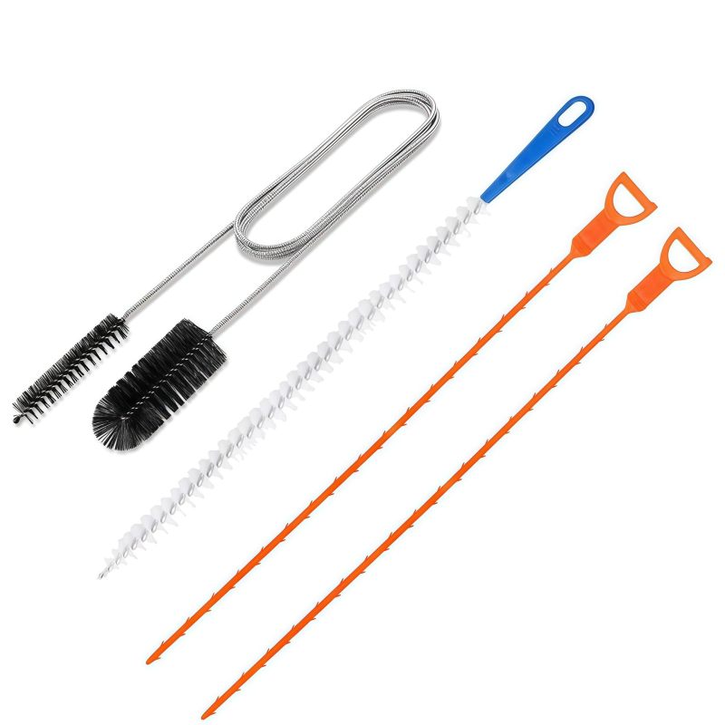 Drain Cleaning Brush 5-Piece Black Blue Set - Easy-Grip Handle Flexible Deep Clean Pipe Cleaning Brush for Home Kitchen Sink Bathroom Drain Maintenance - Image 2