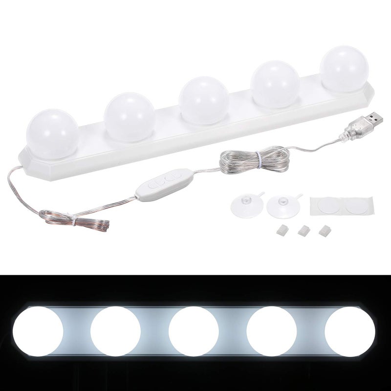 LED Vanity Mirror Lights Dimmable, Tomshin-e Hollywood Light for Make up Bath Mirror Lamps 3 Color 10 Levels Brightness Bathroom Lights DIY with 5 Bulbs 7.55ft Long USB Cable - Image 2