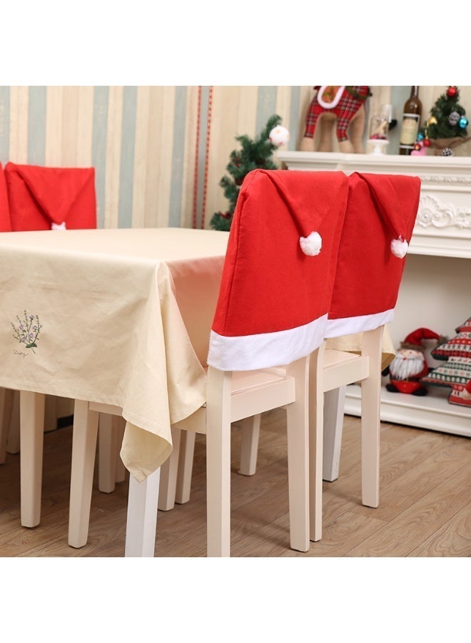 Y&D 6 قطع أغطية كراسي عيد الميلاد قبعة سانتا زينة طاولة العشاء هدية حفلة - Image 4
