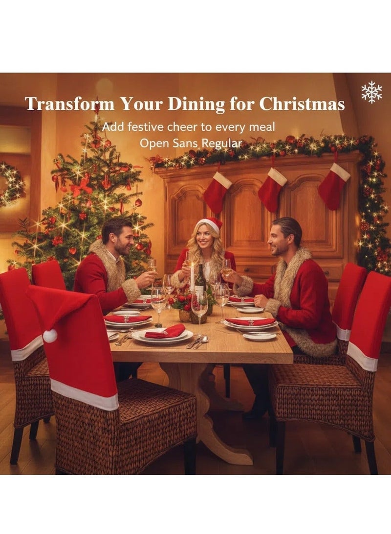 Y&D 6 قطع أغطية كراسي عيد الميلاد قبعة سانتا زينة طاولة العشاء هدية حفلة - Image 3