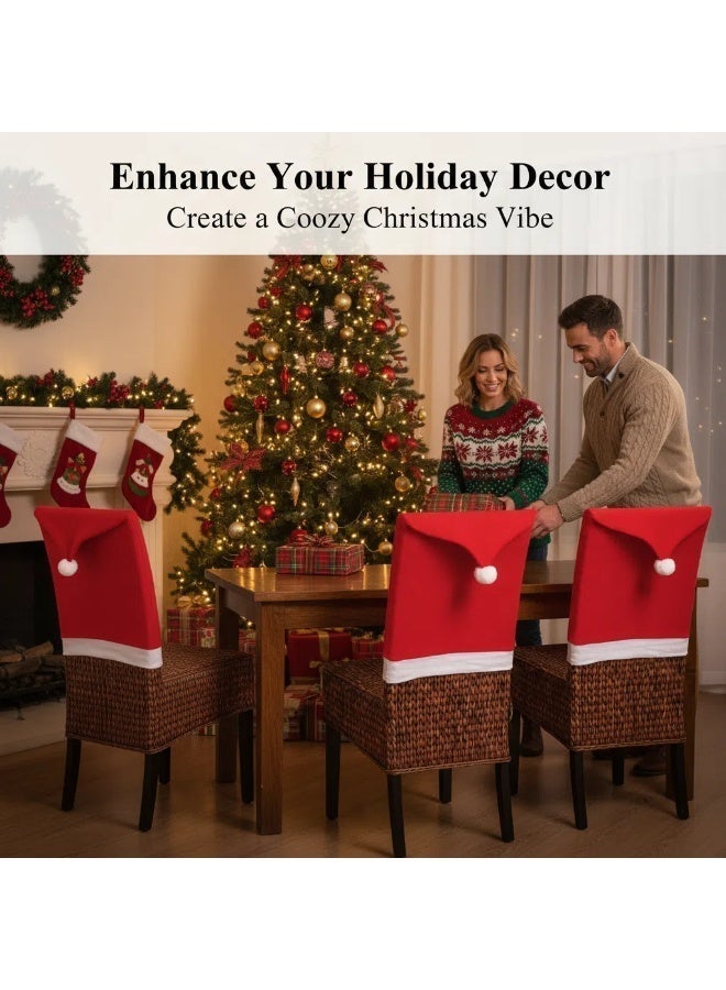 Y&D 6 قطع أغطية كراسي عيد الميلاد قبعة سانتا زينة طاولة العشاء هدية حفلة - Image 2