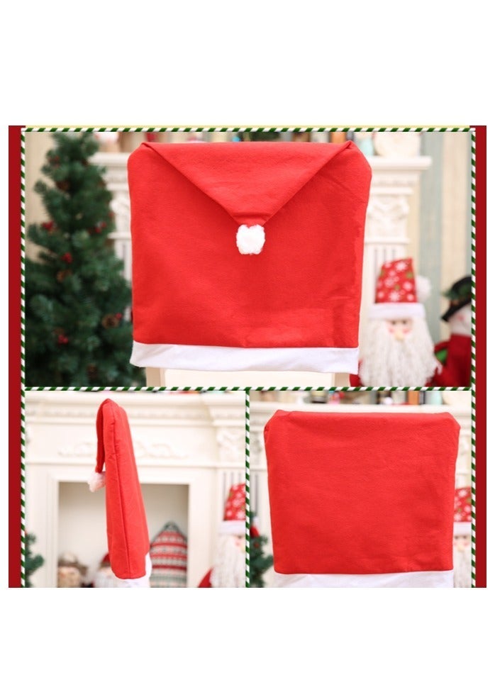 Y&D 6 قطع أغطية كراسي عيد الميلاد قبعة سانتا زينة طاولة العشاء هدية حفلة - Image 1