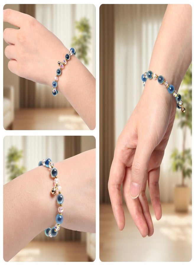 Orientrea Blue Agate & Clear Quartz Healing Crystal Bracelet with Small Bell – Beaded Bracelets for Women – Energy, Meditation, Yoga, Relaxation, Chakra Balancing, Jewelry Gift, Birthday & Holiday Gift for Coworker, Friend - Image 5