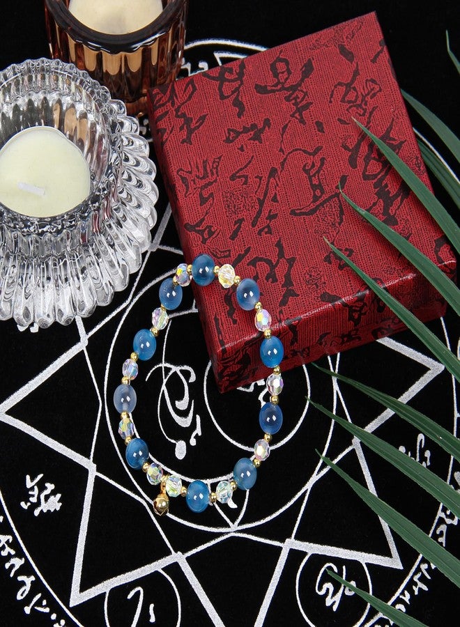 Orientrea Blue Agate & Clear Quartz Healing Crystal Bracelet with Small Bell – Beaded Bracelets for Women – Energy, Meditation, Yoga, Relaxation, Chakra Balancing, Jewelry Gift, Birthday & Holiday Gift for Coworker, Friend - Image 4