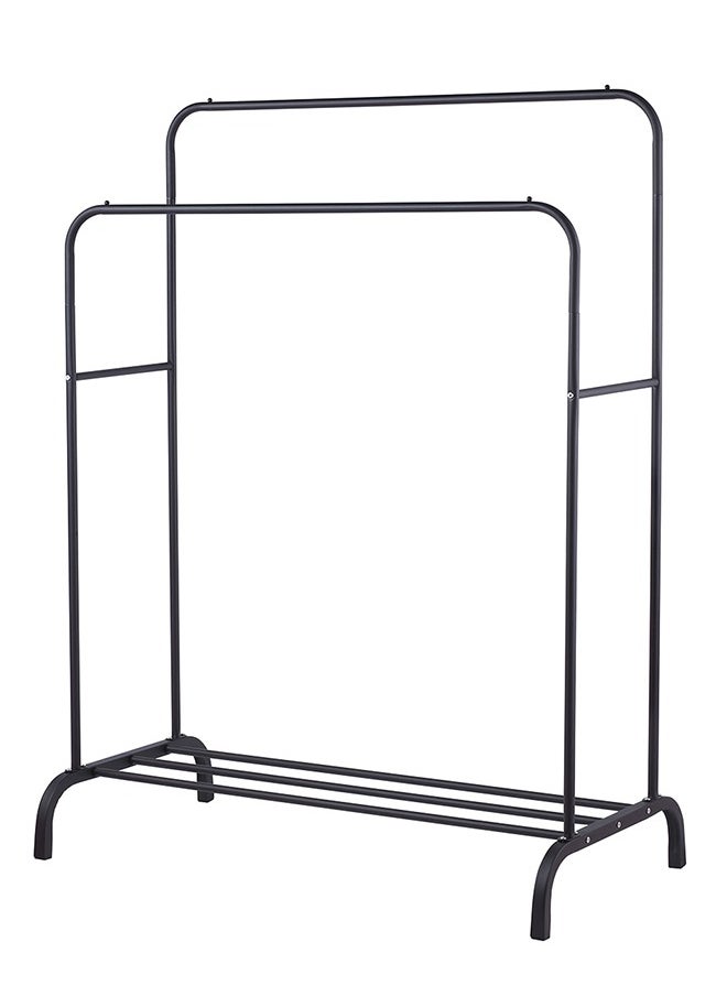 LAWAZIM - Black Clothes Hanger-Double-Durable Space Saving Garment Hats and Coats Rack with Shoe Shelf Storage Organizer, Freestanding Closet Rail with Shoe Rack-for Dorms, Bedrooms, Entryways, Hallways - Image 1