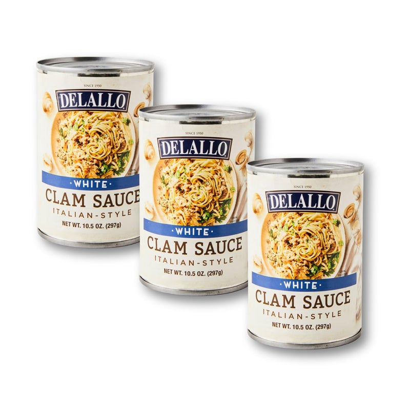 DeLallo White Clam Sauce, Made with Fresh Sea Clams, Authentic Italian Recipe with Olive Oil, Garlic & Herbs, No Preservatives, Pasta Sauce for Seafood Dishes,10.5 oz Can, (3 Pack) - Image 1
