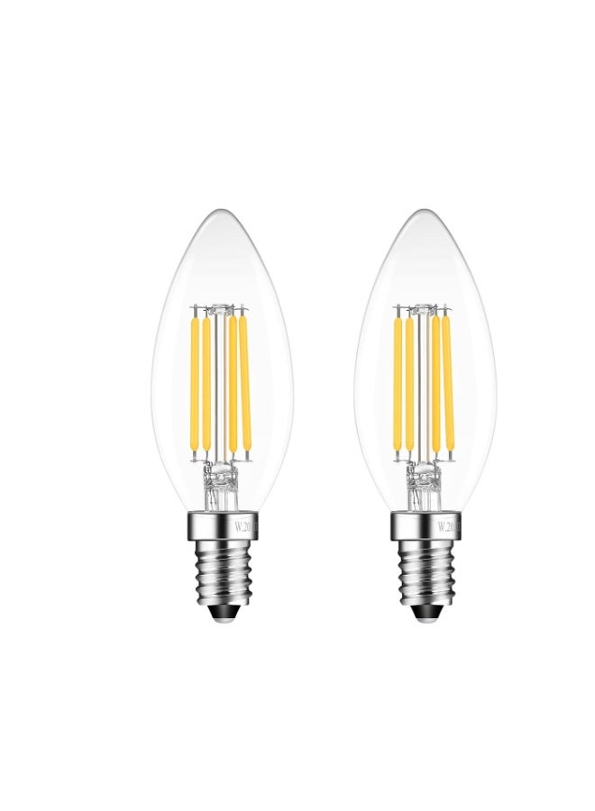 EASTERNSTAR E14 Embedded Candle-Style LED Bulb Light Bulb, Candle Bulbs Small Screw, 5.5W 530lm, 55W Equivalent SES E14 Bulb Vintage, Warm White 2700K C35 LED Bulbs, 360° Beam Angle, Clear Filament, Non Dimmable, 2-Pack [Energy Class A] - Image 1