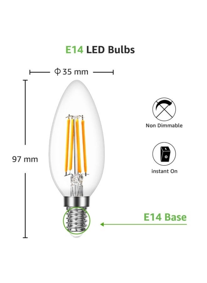 EASTERNSTAR E14 Embedded Candle-Style LED Bulb Light Bulb, Candle Bulbs Small Screw, 5.5W 530lm, 55W Equivalent SES E14 Bulb Vintage, Warm White 2700K C35 LED Bulbs, 360° Beam Angle, Clear Filament, Non Dimmable, 2-Pack [Energy Class A] - Image 3