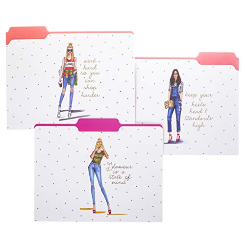 Graphique "Rong Rong Divas" File Folder Set – File Set Includes 9 Folders and 3 Unique Go-Getter Designs, Embellished w/Gold Foil on Durable Triple-Scored Coated Cardstock - Image 1
