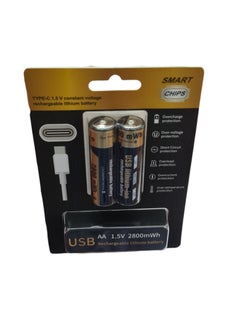 Rechargeable by Type C AA Batteries 1.5V and 2800mWh