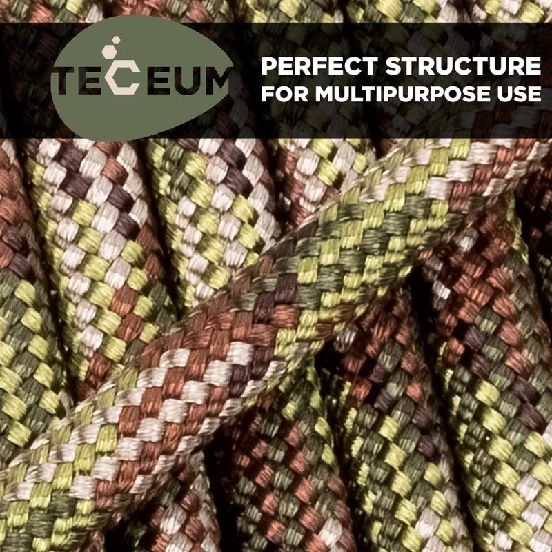 TECEUM Paracord Type III 550 Camo â€“ 100 ft â€“ 4mm â€“ Tactical Rope MIL-SPEC â€“ Outdoor para Cord â€“Camping Hiking Fishing Gear and Equipment â€“ EDC Parachute Cord â€“ Strong Survival Rope - Image 5