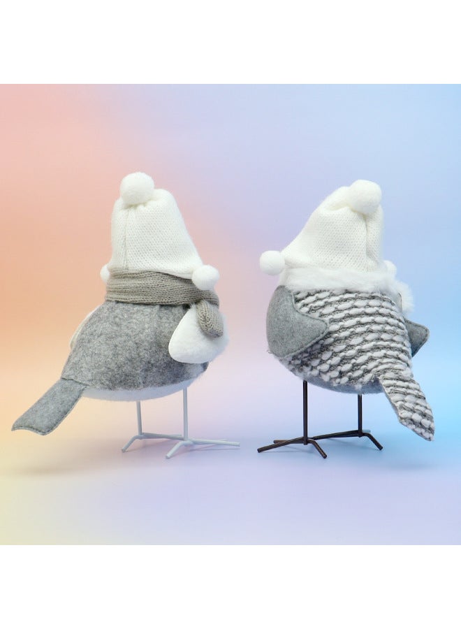 High-value Diy Handmade Bird Cute Plush Doll Desktop Window Ornaments Wholesale-Specifications:White Hat With Gray Body  - Image 4