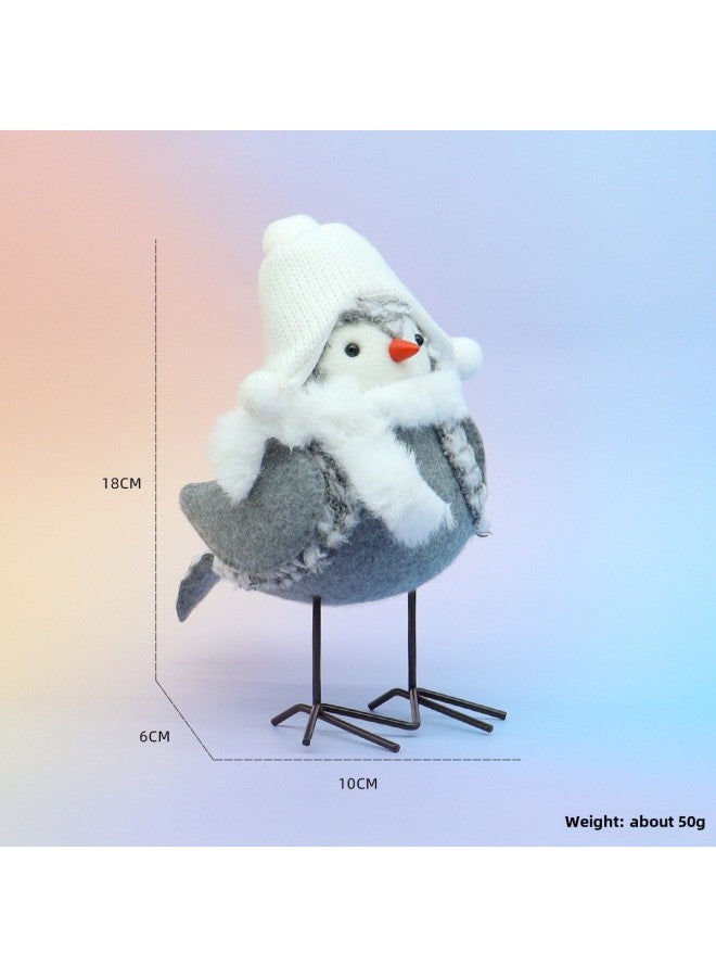 High-value Diy Handmade Bird Cute Plush Doll Desktop Window Ornaments Wholesale-Specifications:White Hat With Gray Body  - Image 1
