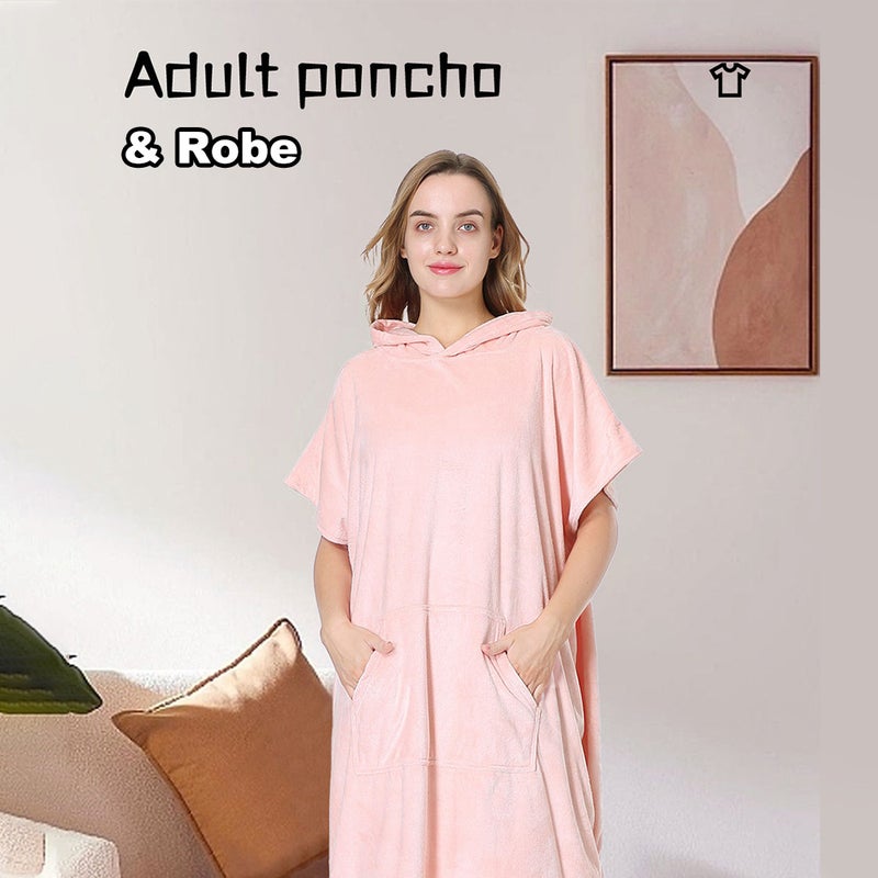 Bathrobe Swimming Quick Dry Cape Fleece Robe Surfing Diving Hooded Bath Towel Beach Poncho Windproof and Warm House Robes for Men Women - Image 2