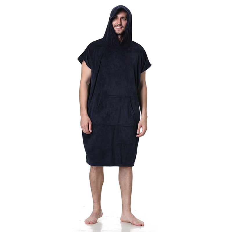 Bathrobe Swimming Quick Dry Cape Fleece Robe Surfing Diving Hooded Bath Towel Beach Poncho Windproof and Warm House Robes for Men Women - Image 1