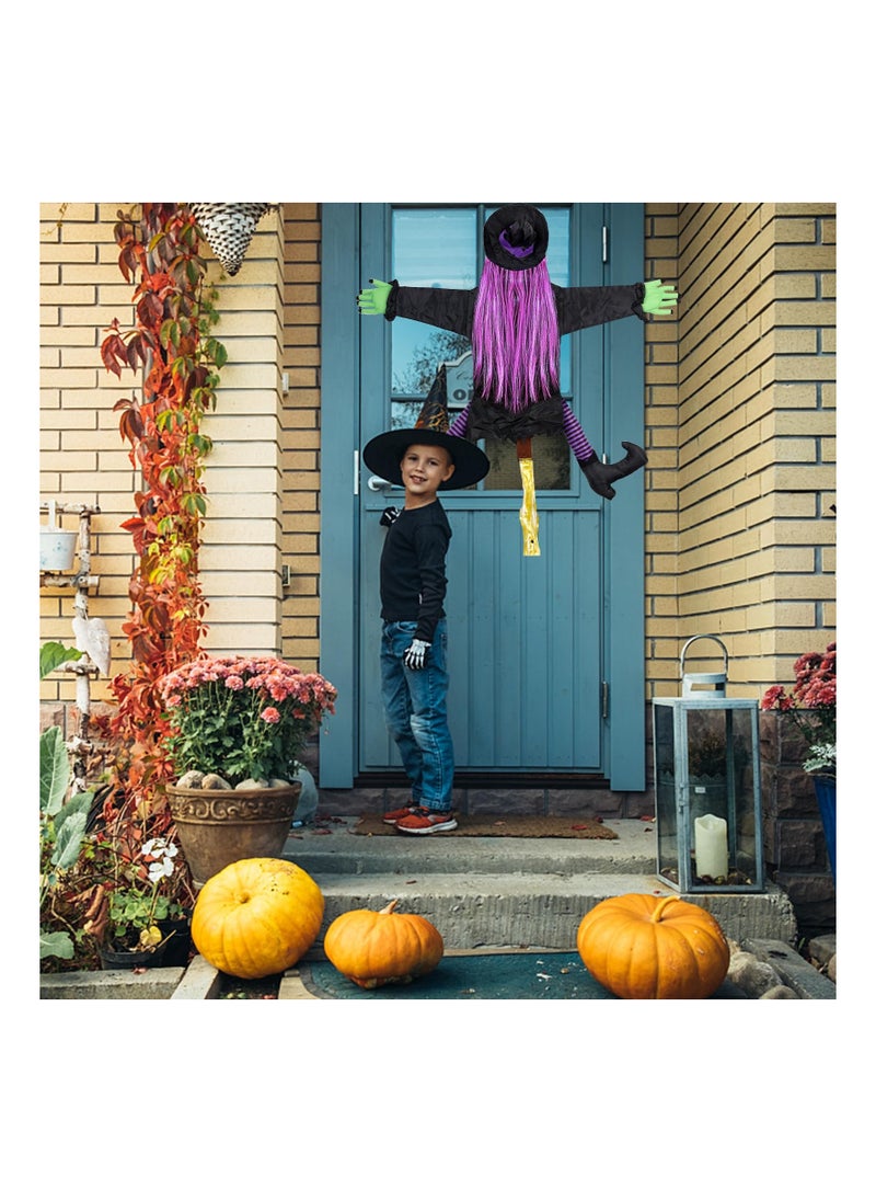 SYOSI - Cute Halloween Crashing Witch Tree Decor, 45"(H) x 35"(W) Witch Crashed into Tree Halloween Prop Tree-Crash Witch Halloween Hanging Prop Hanging Witch Prop for Halloween Yard Porch Trees Decoration - Image 1