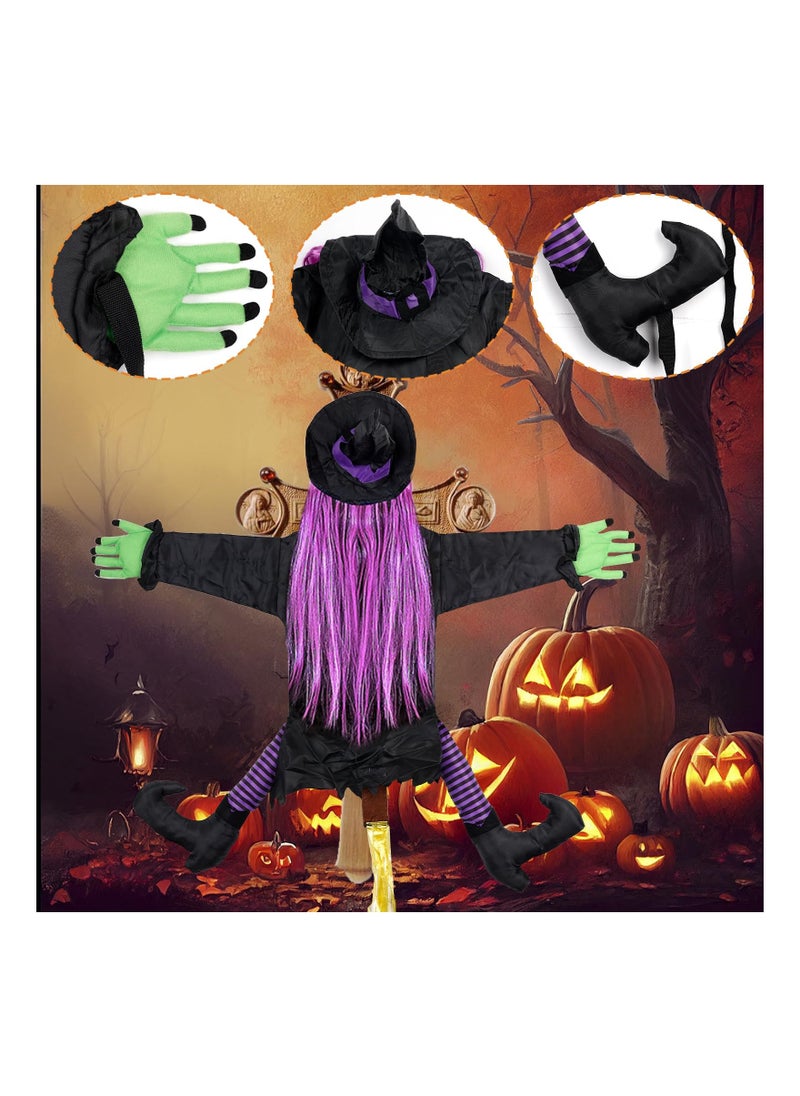 SYOSI - Cute Halloween Crashing Witch Tree Decor, 45"(H) x 35"(W) Witch Crashed into Tree Halloween Prop Tree-Crash Witch Halloween Hanging Prop Hanging Witch Prop for Halloween Yard Porch Trees Decoration - Image 1