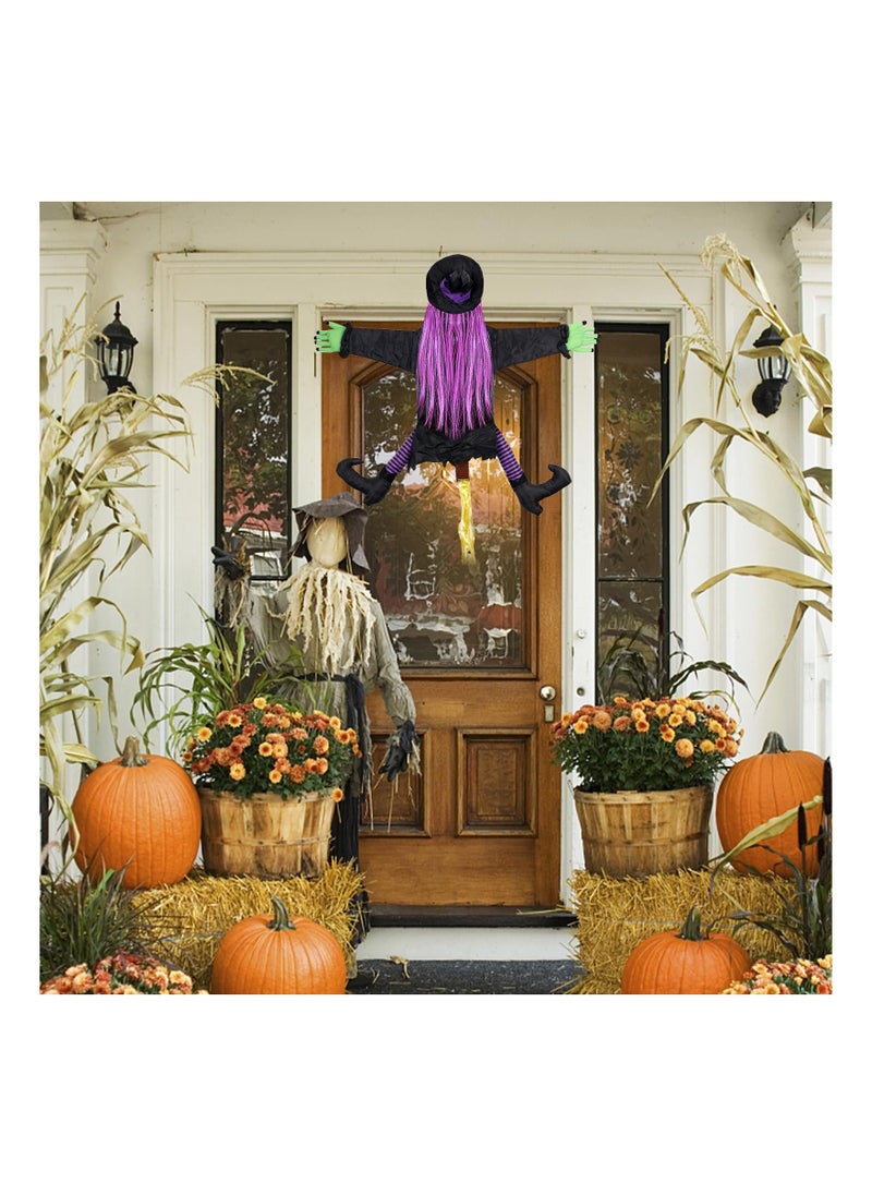 SYOSI - Cute Halloween Crashing Witch Tree Decor, 45"(H) x 35"(W) Witch Crashed into Tree Halloween Prop Tree-Crash Witch Halloween Hanging Prop Hanging Witch Prop for Halloween Yard Porch Trees Decoration - Image 1