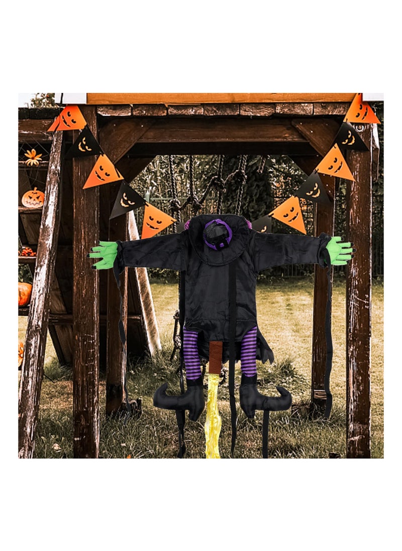 SYOSI - Cute Halloween Crashing Witch Tree Decor, 45"(H) x 35"(W) Witch Crashed into Tree Halloween Prop Tree-Crash Witch Halloween Hanging Prop Hanging Witch Prop for Halloween Yard Porch Trees Decoration - Image 1
