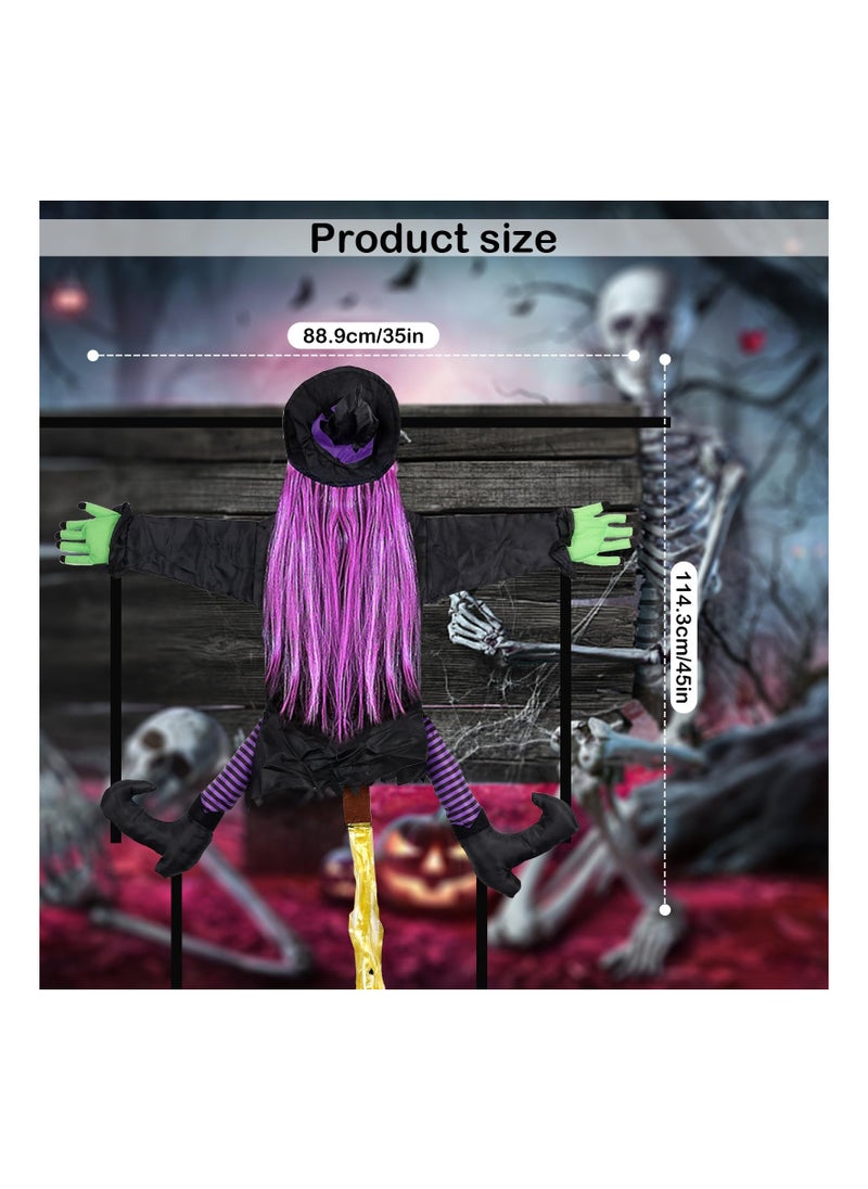 SYOSI - Cute Halloween Crashing Witch Tree Decor, 45"(H) x 35"(W) Witch Crashed into Tree Halloween Prop Tree-Crash Witch Halloween Hanging Prop Hanging Witch Prop for Halloween Yard Porch Trees Decoration - Image 1