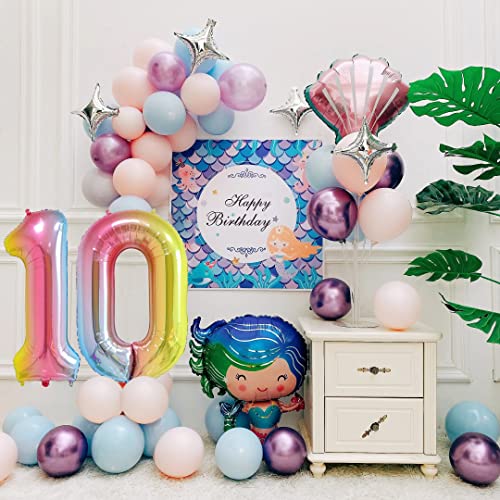 Smlpuame 40 Inch Number Balloons 09 Rainbow Gradient Large Number 10 Balloons Digital Balloons for Birthday Party Celebration Decorations Helium Foil Number Balloons for Wedding Anniversary - Image 5