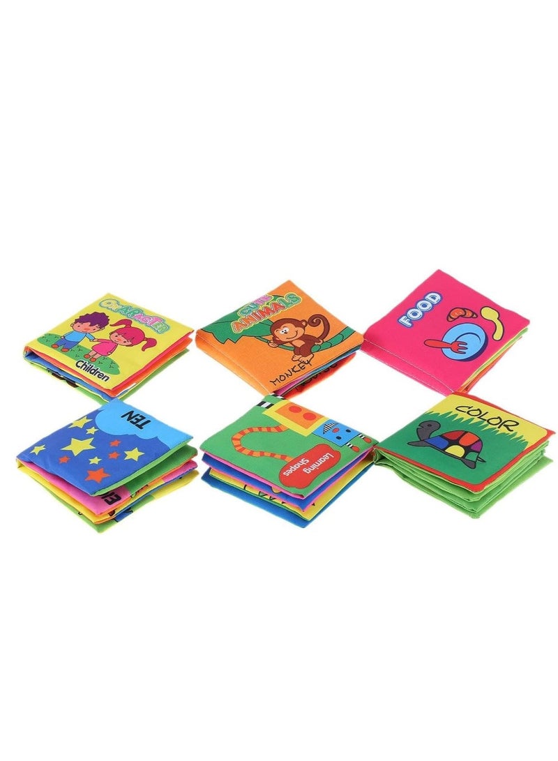 رات سو كتاب قماشي غير سام للرضع الأولى، 6 قطع قابلة للغسل، كتاب قماشي ناعم للتعليم المبكر، لعبة ذكية للرضع والأطفال الصغار للتعلم. - Image 1