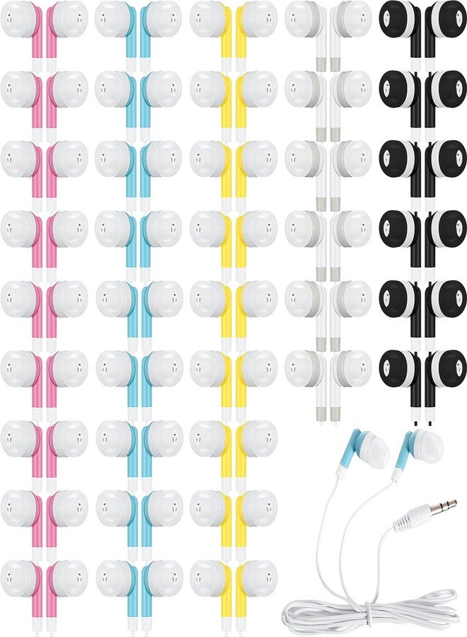 Kigeli 100 Pcs Kids Bulk Earbud Headphones for Classroom Student Wired Headphones in-Ear Earbud 3.5 mm Disposable Earphones Set for Kids Adult Class School Library Laptop(Multicolor) - Image 1