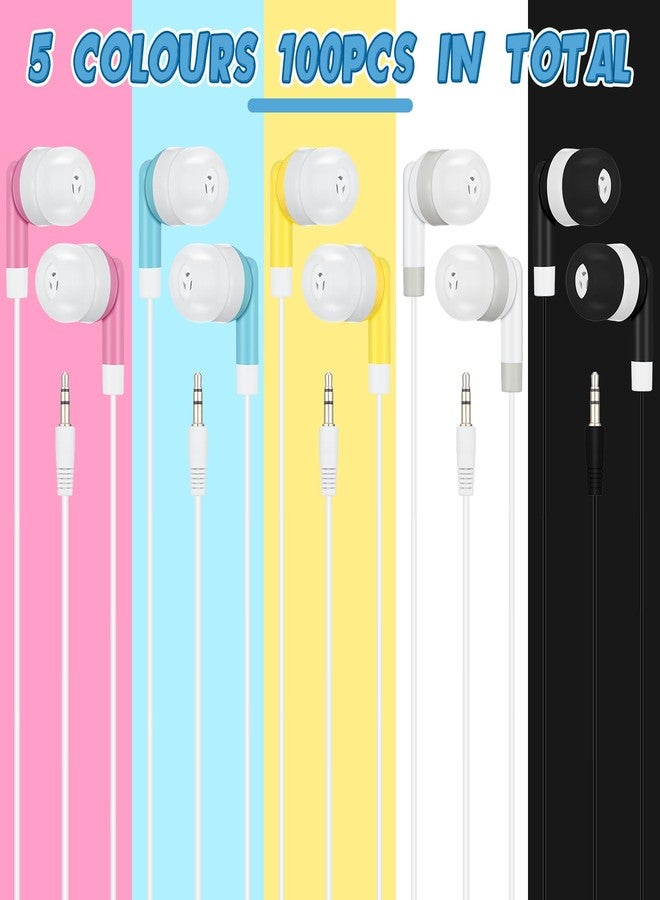 Kigeli 100 Pcs Kids Bulk Earbud Headphones for Classroom Student Wired Headphones in-Ear Earbud 3.5 mm Disposable Earphones Set for Kids Adult Class School Library Laptop(Multicolor) - Image 2