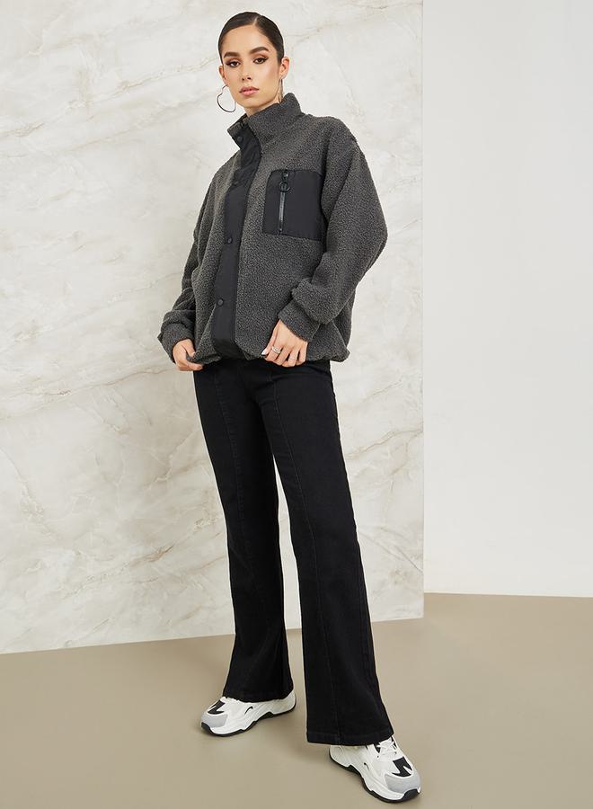 Styli Regular Fit Fleece Jacket With Zip Pocket - Image 2