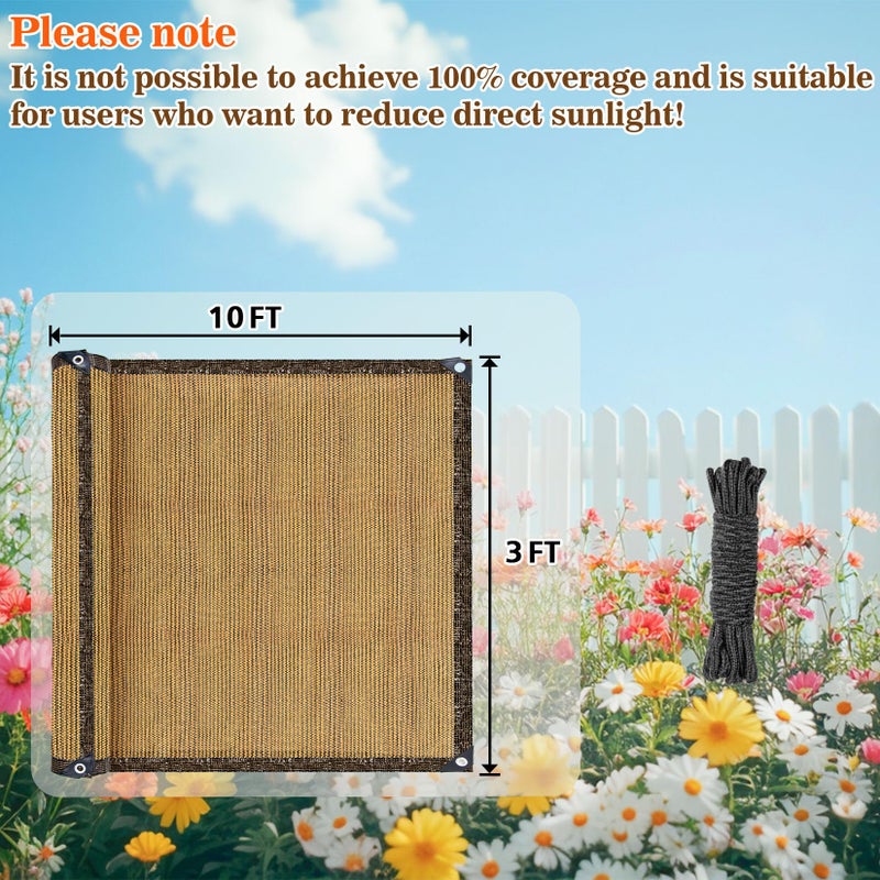 RAINFLOW Fence Privacy Screen Outdoor - Balcony Privacy Screen Garden Mesh Fence Panels Shade Cloth Decorative Plastic Covering Porch Screens Cover for Apartment Patio Backyard Wall 3' x 10' Brown - Image 2