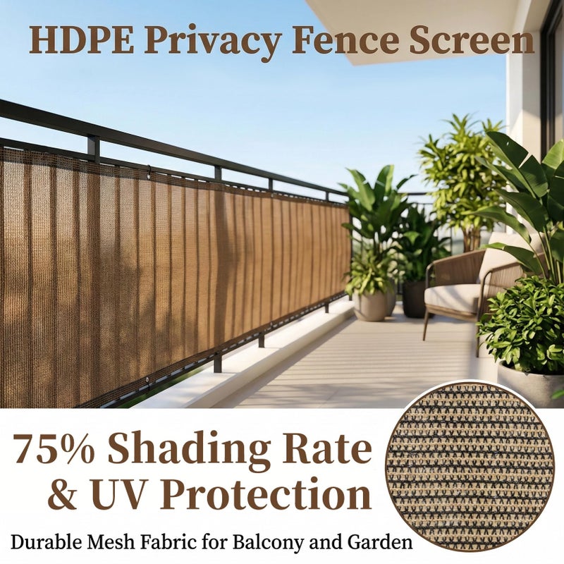 RAINFLOW Fence Privacy Screen Outdoor - Balcony Privacy Screen Garden Mesh Fence Panels Shade Cloth Decorative Plastic Covering Porch Screens Cover for Apartment Patio Backyard Wall 3' x 10' Brown - Image 3