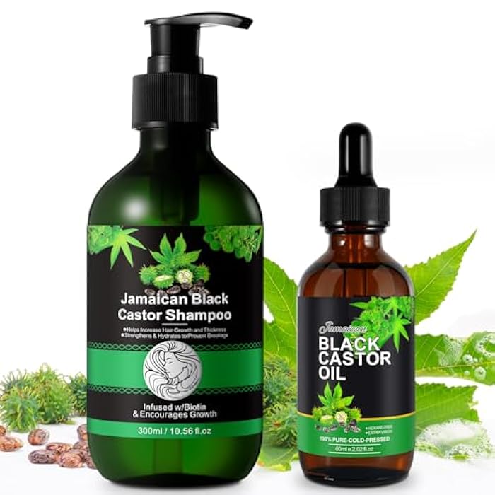 RTBYUE Jamaican Pure Cold Pressed Black Castor Oil Shampoo and Growth Set - 10.56 fl.oz Strengthen and Restore Shampoo for Damaged Hair - Image 1