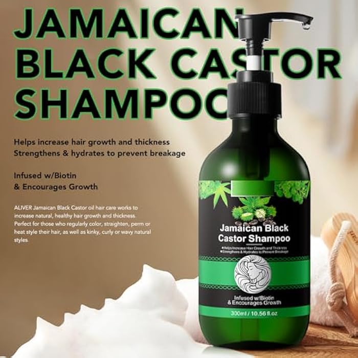 RTBYUE Jamaican Pure Cold Pressed Black Castor Oil Shampoo and Growth Set - 10.56 fl.oz Strengthen and Restore Shampoo for Damaged Hair - Image 3