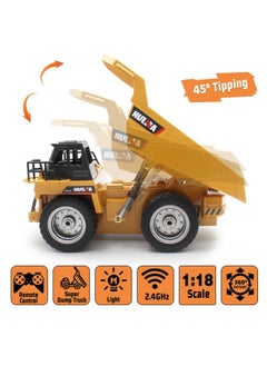fisca fisca Remote Control Dump Truck 2.4Ghz RC Truck 9 Channel 4WD Mine Construction Vehicle Toy with LED Light and Metal Cab for Kids Age 5 6 7 8 9 and Up Years Old  - Image 2