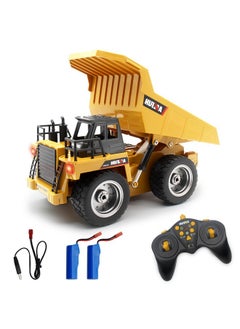 fisca fisca Remote Control Dump Truck 2.4Ghz RC Truck 9 Channel 4WD Mine Construction Vehicle Toy with LED Light and Metal Cab for Kids Age 5 6 7 8 9 and Up Years Old  - Image 1