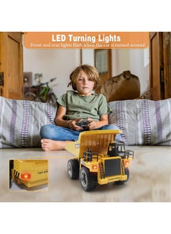 fisca fisca Remote Control Dump Truck 2.4Ghz RC Truck 9 Channel 4WD Mine Construction Vehicle Toy with LED Light and Metal Cab for Kids Age 5 6 7 8 9 and Up Years Old  - Image 5