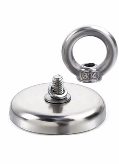 Y&D Super Strong Neodymium Fishing Magnets, 88lbs Pulling Force Rare Earth Magnet with Countersunk Hole Eyebolt, Dia 1.26 inch for Retrieving in River and Magnetic Fishing, 5 Pcs  - Image 4