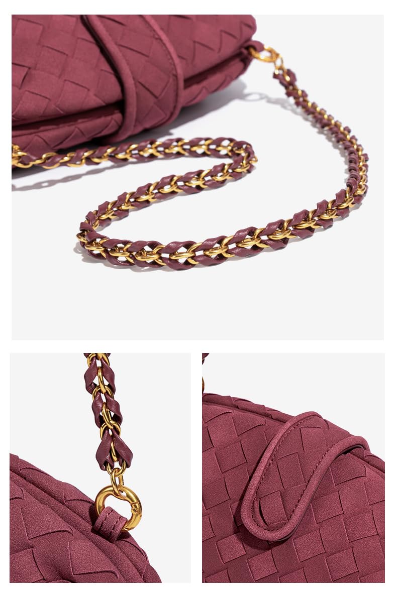 Molodo Suede Woven Bags for Women Shoulder Bag Handwoven Crossbody Bag Satchel Woven Purses - Image 5