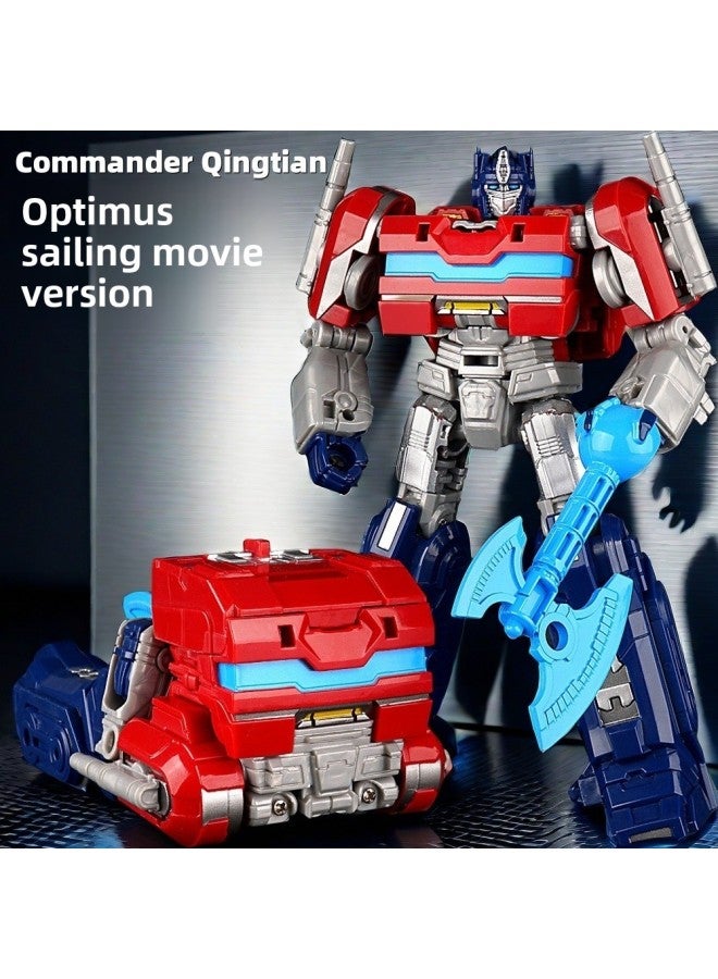 Fine-carved Deformation Toy Origin Movie Version Optimus Prime Robot King Kong Car Pillar Boy Toy Model Hand-made-Color:Alloy Version Dark Optimus Warrior 【color Box】 - Image 2