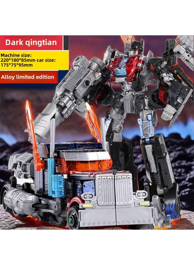 Fine-carved Deformation Toy Origin Movie Version Optimus Prime Robot King Kong Car Pillar Boy Toy Model Hand-made-Color:Alloy Version Dark Optimus Warrior 【color Box】 - Image 1