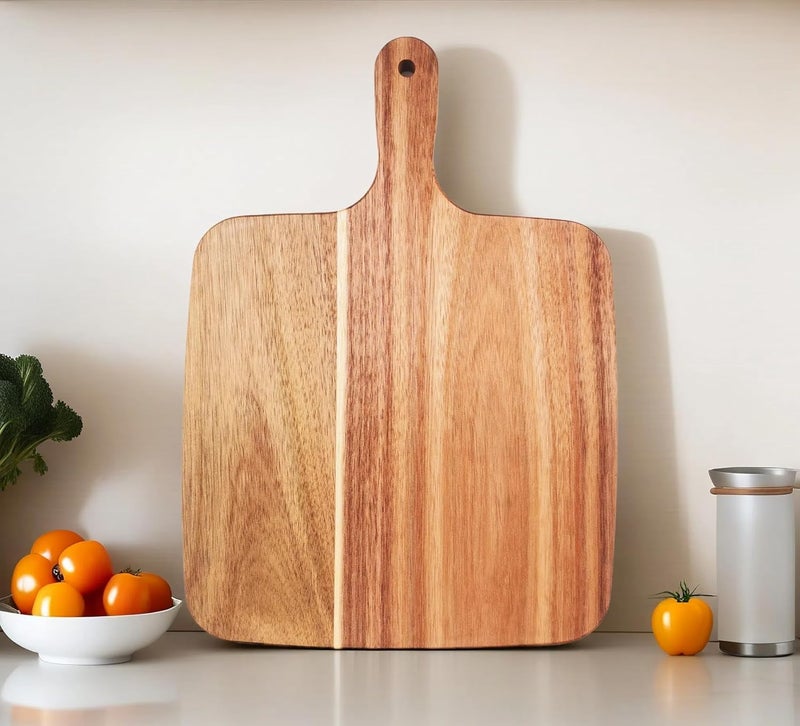 Zeqi Acacia Wood Cutting Board with Handle 14''X10'' / Charcuterie Board/Serving Board/Cheese, Bread, Vegetables & Fruits Serving Board - Image 1