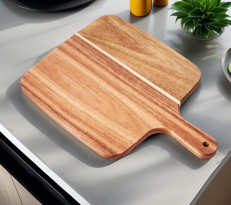 Zeqi Acacia Wood Cutting Board with Handle 14''X10'' / Charcuterie Board/Serving Board/Cheese, Bread, Vegetables & Fruits Serving Board - Image 3