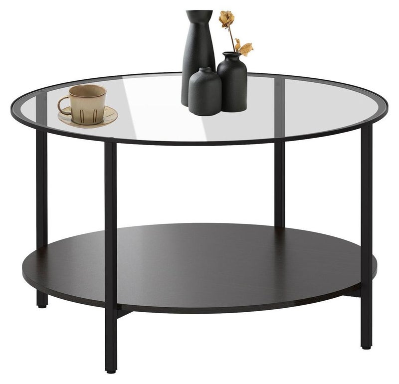 هيكسدريم طاولة قهوة دائرية، طاولة قهوة زجاجية، طاولة وسط غرفة المعيشة - Image 1
